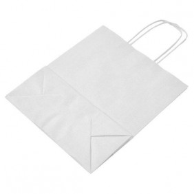 Бумажный белый пакет с ручками 260х150х350 мм 