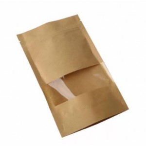 Пакет ДОЙ-ПАК бумажный с окошком 40 мм с замком зип-лок 'Гладкая 60 гр'