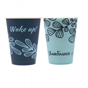 Стакан бумажный Мята (с рисунком "улыбнись") 250/290 мл.