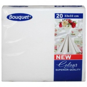 Салфетки бумажные белые Bouquet Colour 33*33 см , 2слоя (20 шт/уп)
