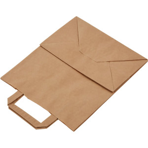 Бумажный пакет Крафт с плоскими ручками 320х200х37..