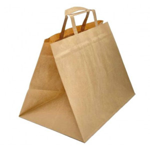 Бумажный пакет Крафт с плоскими ручками 320х200х22..