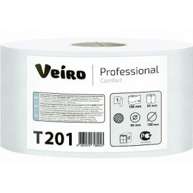 Туалетная бумага Veiro Professional Comfort белая, 1 слой, 200 м (12 рулонов)