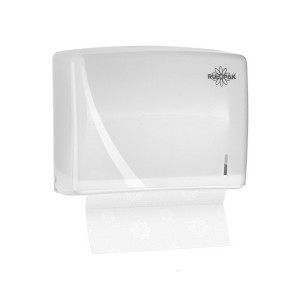 Держатель (диспенсер) листовых полотенец V сложения RULOPAK , пластиковый, белый Держатель (диспенсер) листовых полотенец V сложения RULOPAK , пластиковый, белый