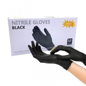 Перчатки нитриловые неопудренные, M, черные (100 шт/упак) 