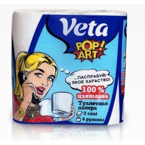 Туалетная бумага VETA Pop Art 2-х слойная (4 рул/пачка)