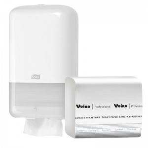 Туалетная бумага V-сложения Veiro Pro двухслойная для диспенсера (250 листов, 30 пачек)