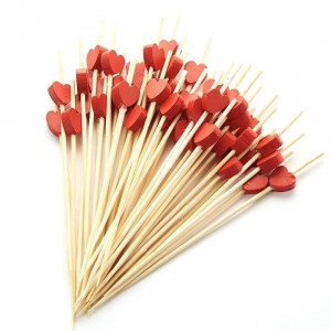 Пика Сердечко Красное 12 см, шпажка для канапе (100 штук)