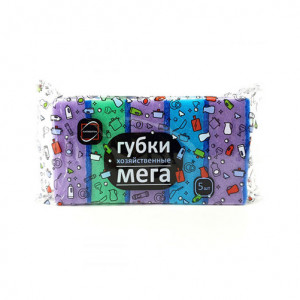 Губка для посуды МЕГА (5 шт/пач)..